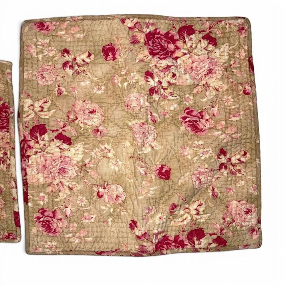 Pottery Barn Full/Queen Quilt Set Vintage Floral 5pc French Country Shabby Chic